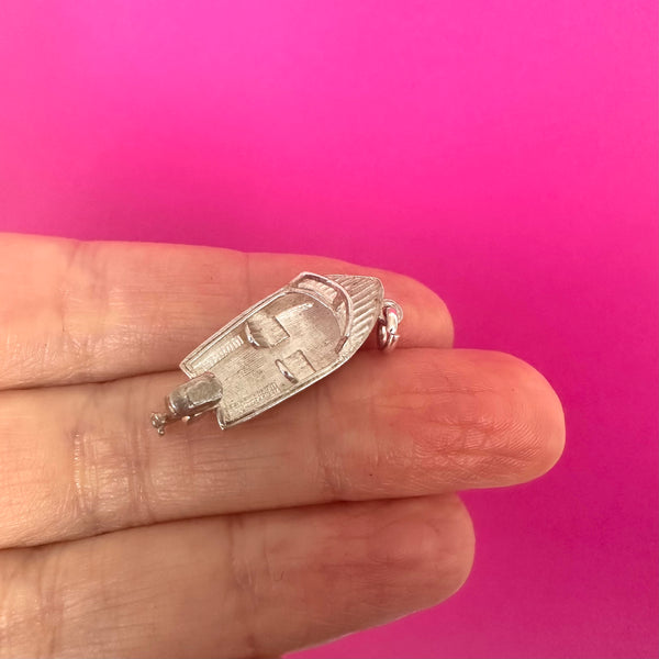 SILVER VINTAGE SPEED BOAT CHARM