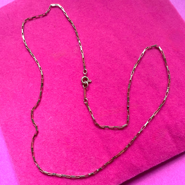 VINTAGE 9ct GOLD PAPERCLIP CHAIN 16 inch 1987