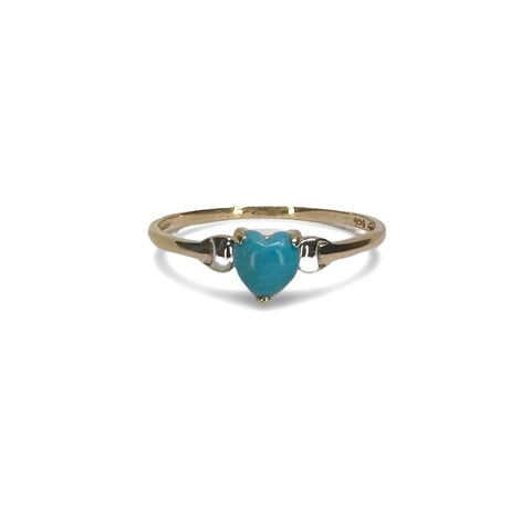 SWEETEST TURQUOISE HEART RING 9ct GOLD SIZE Q