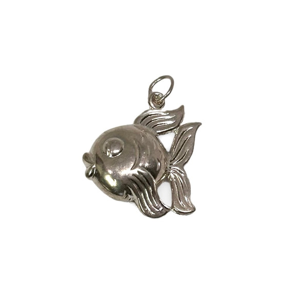 SILVER VINTAGE PUFFY FISH CHARM PENDANT