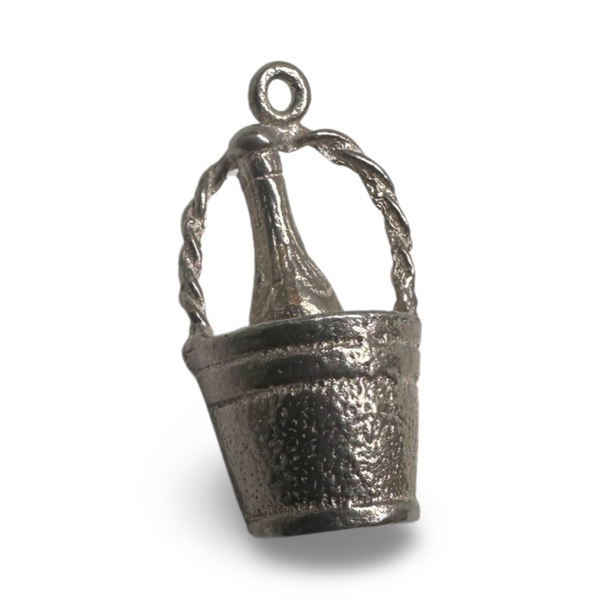 1950s SILVER VINTAGE CHAMPAGNE BUCKET CELEBRATION CHARM PENDANT