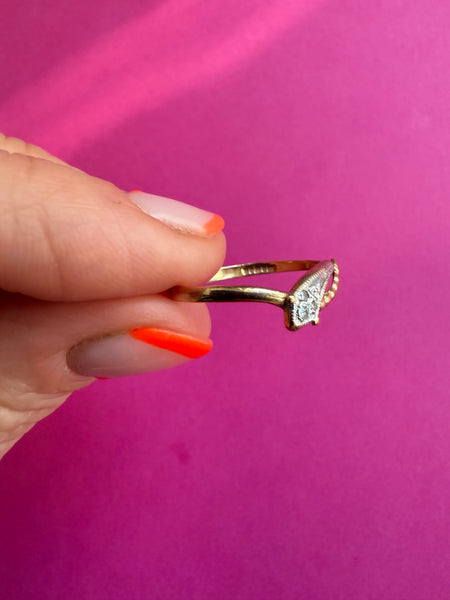 VINTAGE 9CT 1985 DIAMOND SNAKE RING - SIZE P 1/2