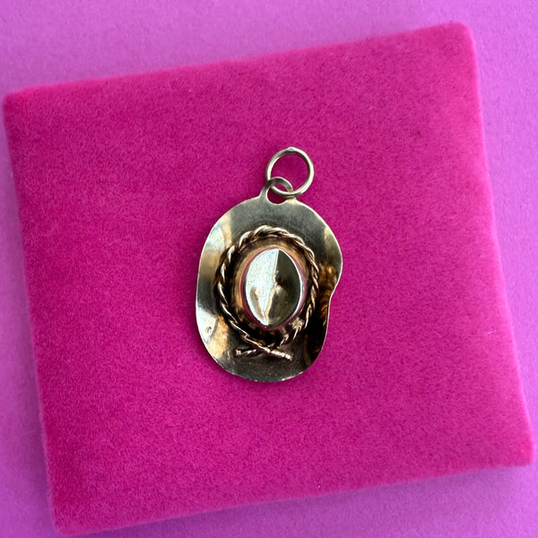 RARE VINTAGE 1960s RUSTIC 9ct COWBOY HAT CHARM