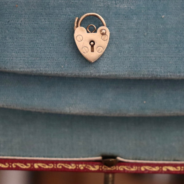 VINTAGE 9ct GOLD HEART PADLOCK CHARMS