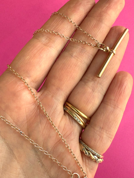 VINTAGE 9ct ROSE GOLD CABLE CHAIN ADJUSTABLE 16 / 18 inch