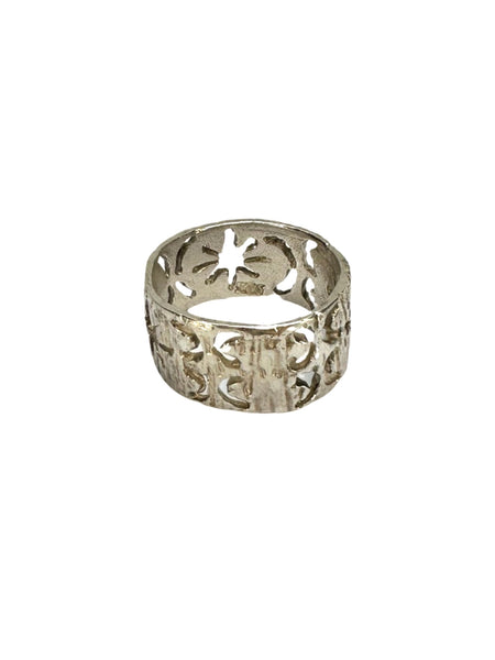 SILVER CELESTIAL BARK TEXTURE RING - SIZE R