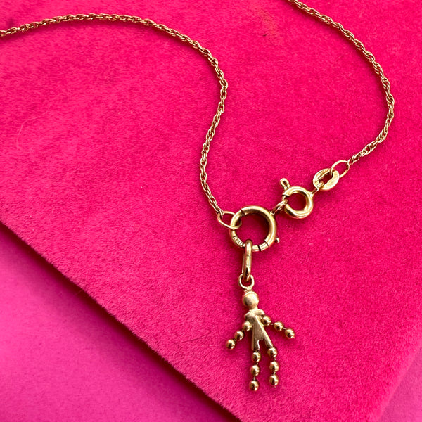 Vintage RARE 9ct Gold Unoaerre Beaded Doll Charm