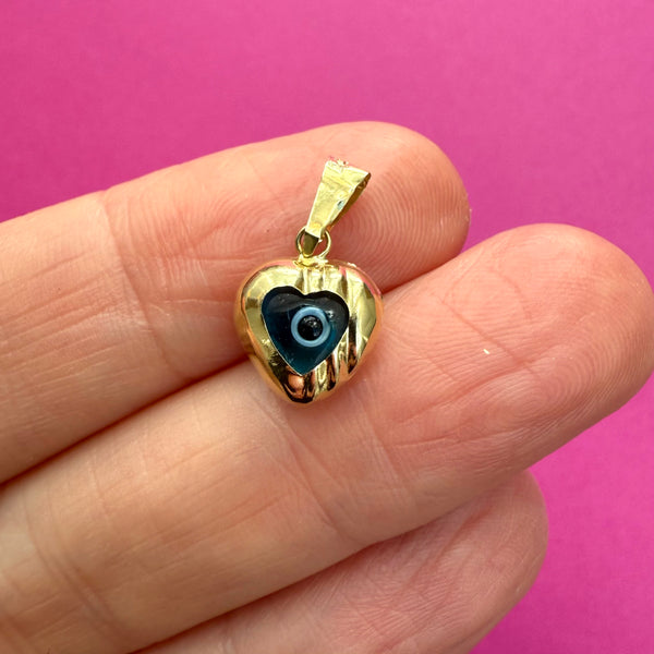VINTAGE 14ct EVIL EYE HEART CHARM