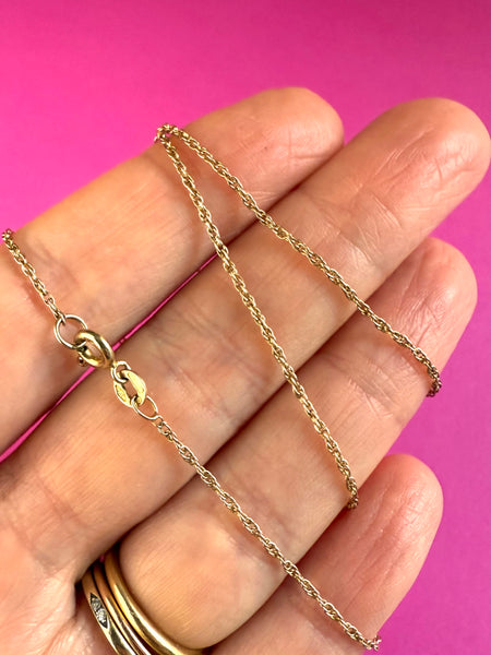 VINTAGE 9ct UNOAERRE GOLD MEDIUM WEIGHT DOUBLE LINK FINE ROPE NECKLACE CHAIN - 16 inch