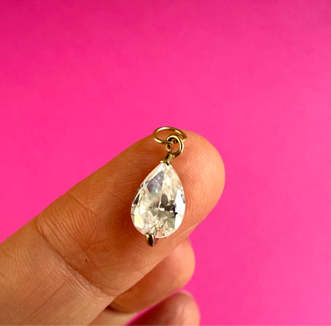 9CT GOLD CZ TEAR DROP CHARM