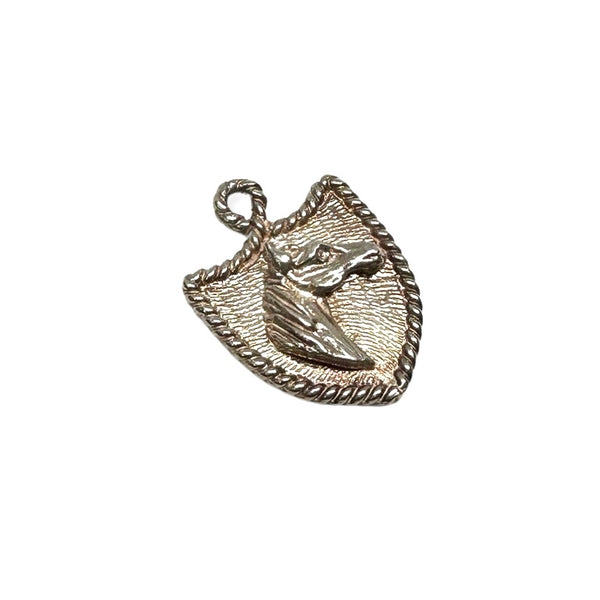 VINTAGE HORSE SHIELD SILVER CHARM PENDANT