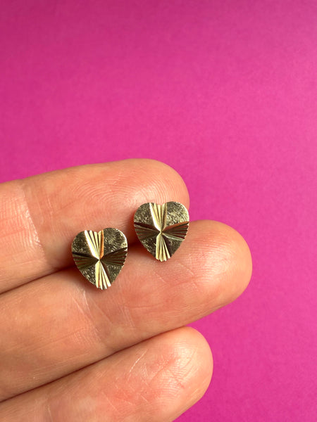 9CT VINTAGE DISCO STARBURST HEART EARRINGS