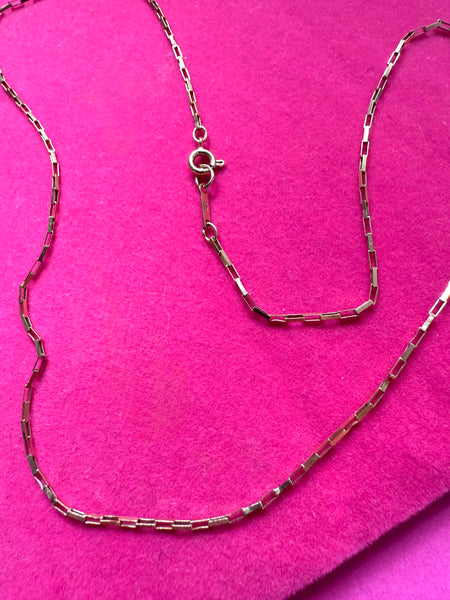 VINTAGE 9ct GOLD PAPERCLIP CHAIN 16 inch 1987
