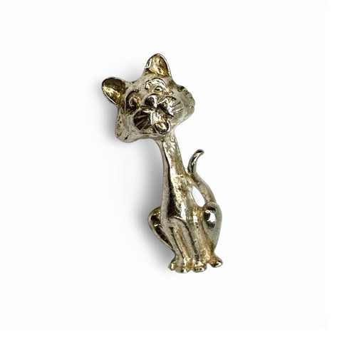 SILVER VINTAGE 60s CHEEKY TOM CAT CHARM PENDANT