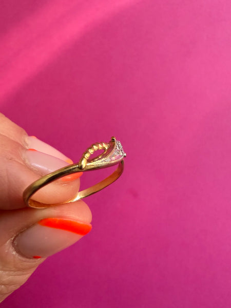 VINTAGE 9CT 1985 DIAMOND SNAKE RING - SIZE P 1/2