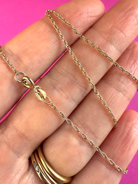 VINTAGE 9ct UNOAERRE GOLD MEDIUM WEIGHT DOUBLE LINK FINE ROPE NECKLACE CHAIN - 16 inch