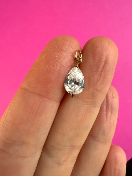 9CT GOLD CZ TEAR DROP CHARM