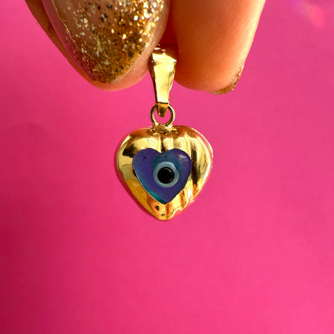 VINTAGE 14ct EVIL EYE HEART CHARM