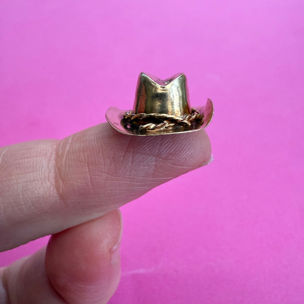 RARE VINTAGE 1960s RUSTIC 9ct COWBOY HAT CHARM