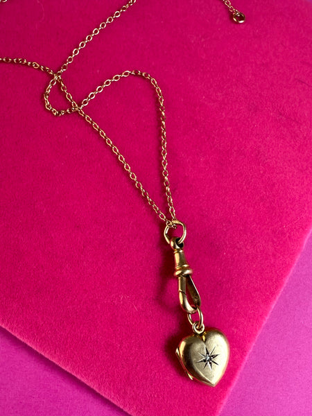 *RESERVED* ANTIQUE VICTORIAN DIAMOND PASTE 9CT FRONT AND BACK STAR LOCKET