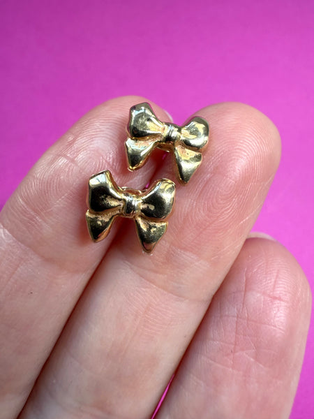 Vintage 1980s 9ct Bow Earring Studs
