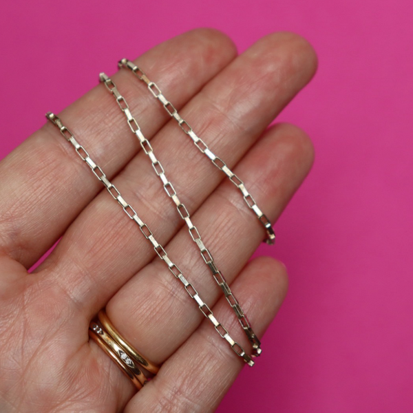 VINTAGE MEXICAN SILVER PAPERCLIP CHARM CHAIN - 20 INCH