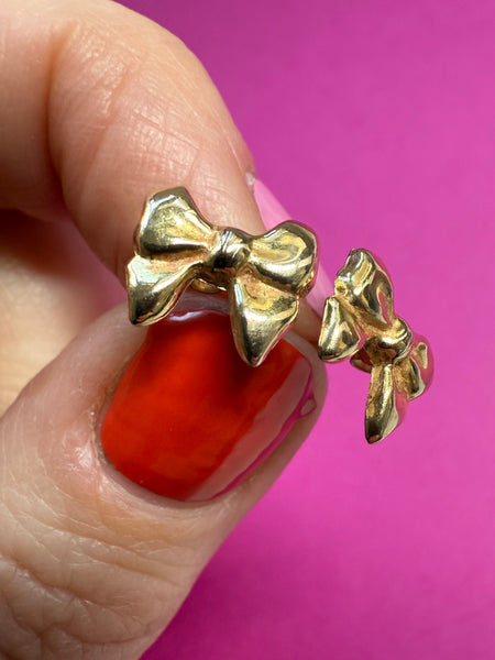 Vintage 1980s 9ct Bow Earring Studs