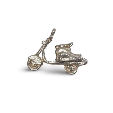 SILVER VINTAGE MOPED SCOOTER CHARM PENDANT
