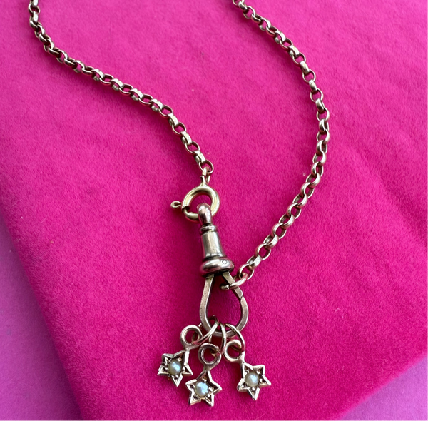 RESERVED ANTIQUE 9CT SEED PEARL TEENY STAR CHARM - CONVERSION
