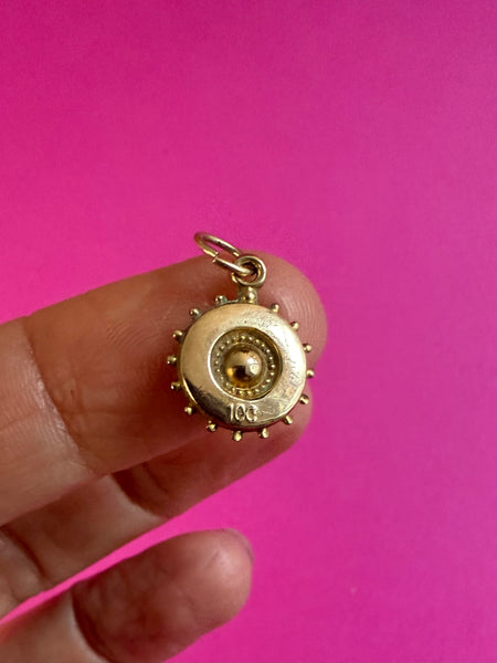 VINTAGE 10CT GOLD ORNATE MANDALA SUN CHARM