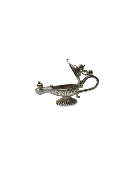 SILVER VINTAGE LUCKY GENIE LAMP WITH SLEEPING GENIE CHARM