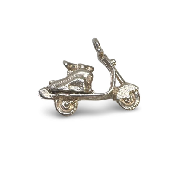 SILVER VINTAGE MOPED SCOOTER CHARM PENDANT