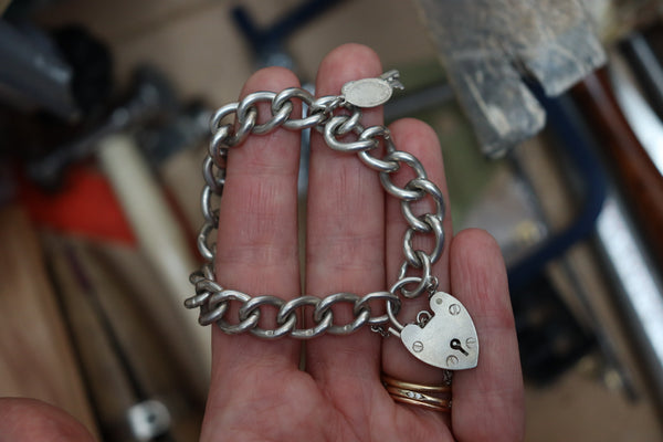 1950s CHUNKY STERLING SILVER CHARM BRACELET