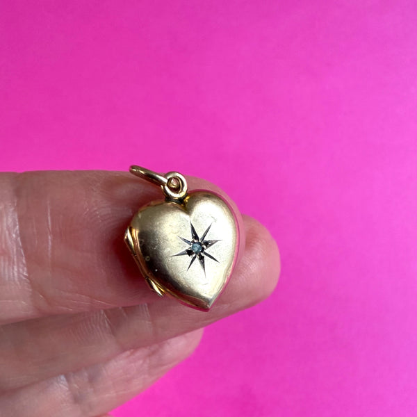 *RESERVED* ANTIQUE VICTORIAN DIAMOND PASTE 9CT FRONT AND BACK STAR LOCKET