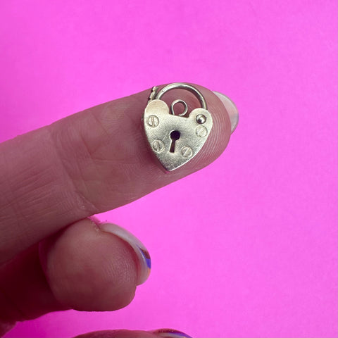 VINTAGE 9ct GOLD HEART PADLOCK CHARMS