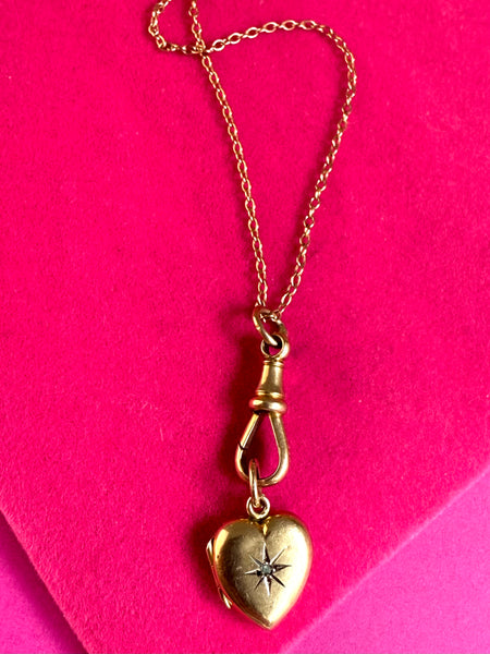 *RESERVED* ANTIQUE VICTORIAN DIAMOND PASTE 9CT FRONT AND BACK STAR LOCKET