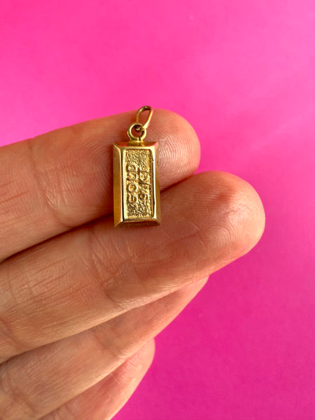 **RESERVED**VINTAGE 9ct GOLD BAR CHARM