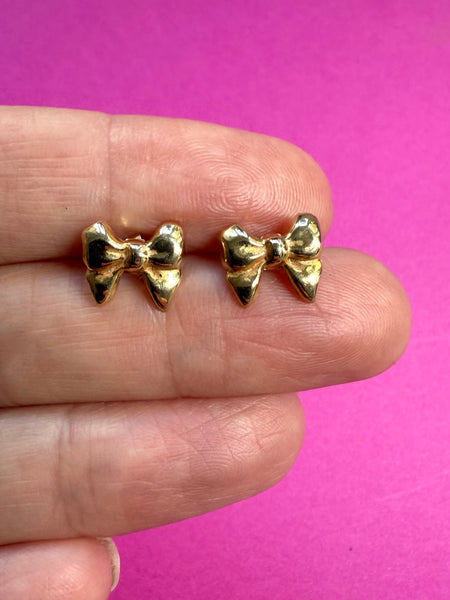 Vintage 1980s 9ct Bow Earring Studs