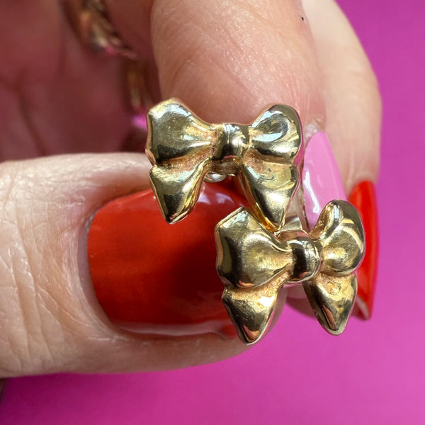 Vintage 1980s 9ct Bow Earring Studs