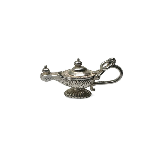 SILVER VINTAGE LUCKY GENIE LAMP WITH SLEEPING GENIE CHARM