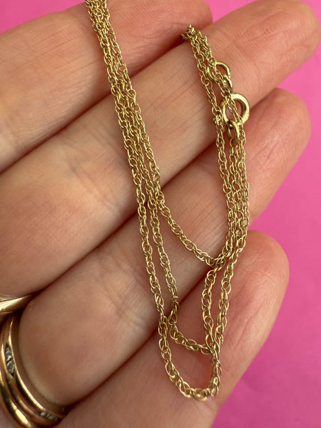 VINTAGE 9ct UNOAERRE GOLD MEDIUM WEIGHT DOUBLE LINK FINE ROPE NECKLACE CHAIN - 16 inch