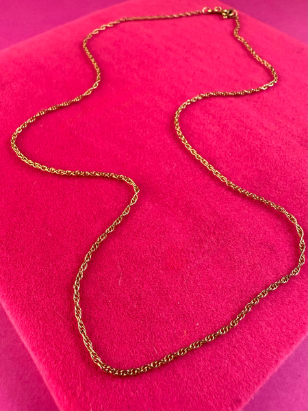 VINTAGE 9ct UNOAERRE GOLD MEDIUM WEIGHT DOUBLE LINK FINE ROPE NECKLACE CHAIN - 16 inch