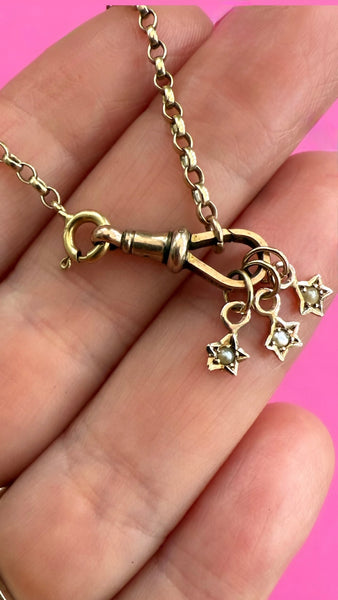 RESERVED ANTIQUE 9CT SEED PEARL TEENY STAR CHARM - CONVERSION