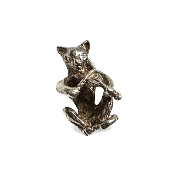 SILVER VINTAGE CAT & FIDDLE CHARM