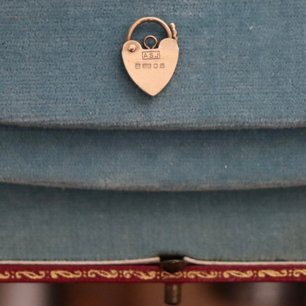 VINTAGE 9ct GOLD HEART PADLOCK CHARMS