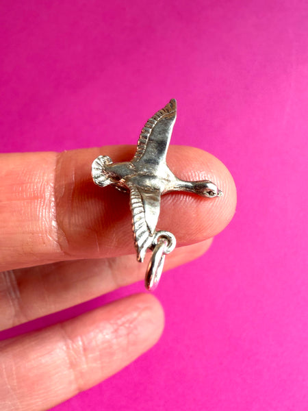 Vintage Sterling Silver Flying Duck Charm