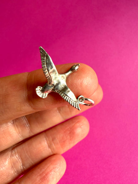 Vintage Sterling Silver Flying Duck Charm