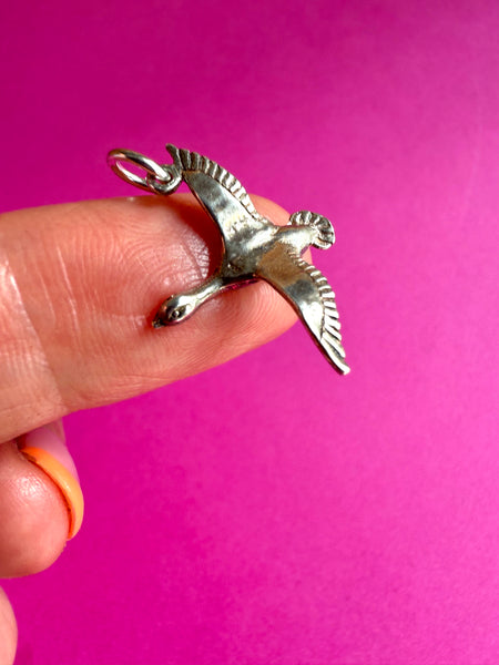 Vintage Sterling Silver Flying Duck Charm