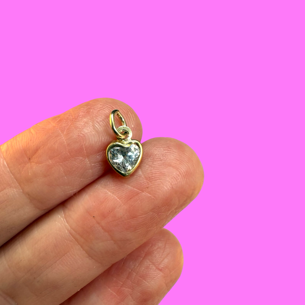 VINTAGE 9ct CRYSTAL HEART CHARM