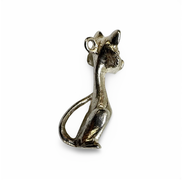 SILVER VINTAGE 60s CHEEKY TOM CAT CHARM PENDANT